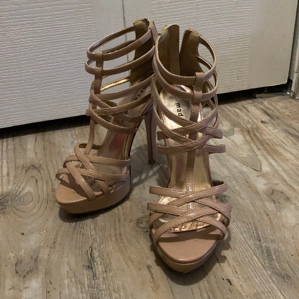 Nude strappy heels